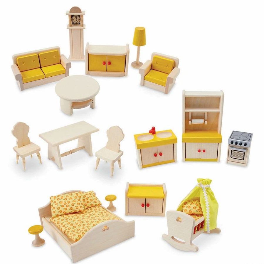 Early Learning * | Mw 17-Piece Wooden Dollhouse Furniture Set