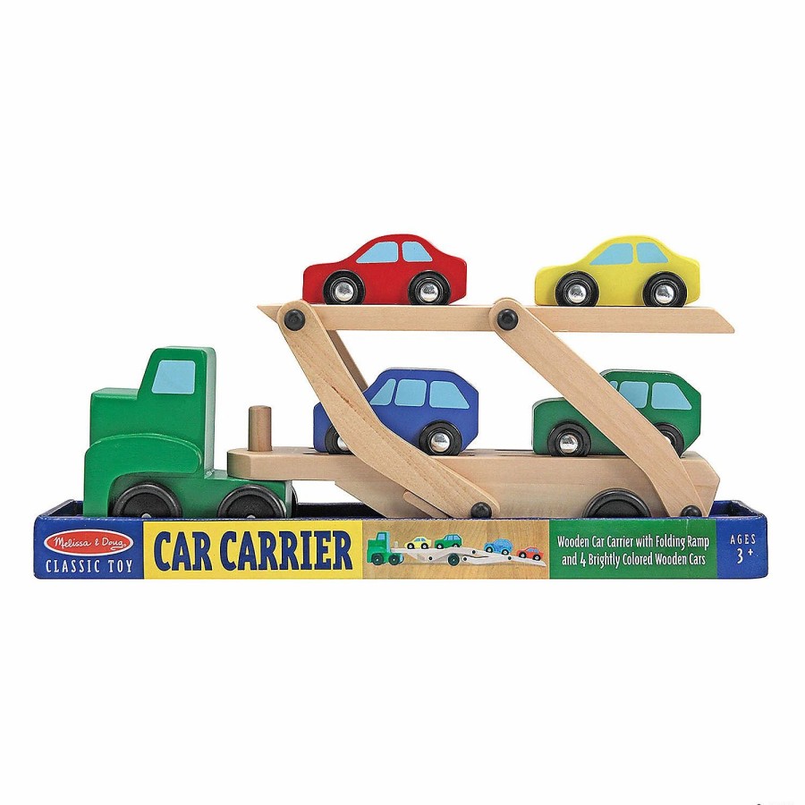 Early Learning * | Mw Melissa & Doug Car Carrier Truck & Cars Wooden Toy Set