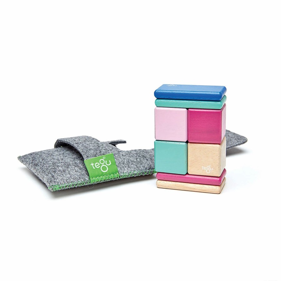 Early Learning * | Mw Tegu Magnetic Wooden Blocks, 8-Piece Pocket Pouch, Blossom