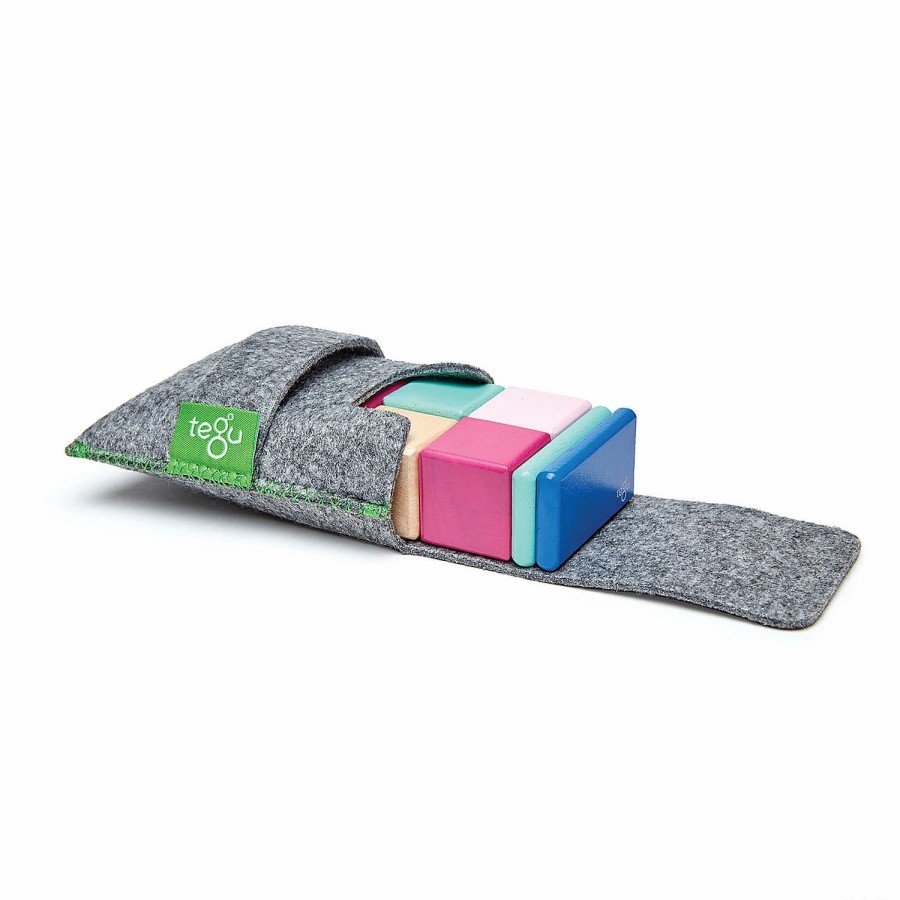 Early Learning * | Mw Tegu Magnetic Wooden Blocks, 8-Piece Pocket Pouch, Blossom