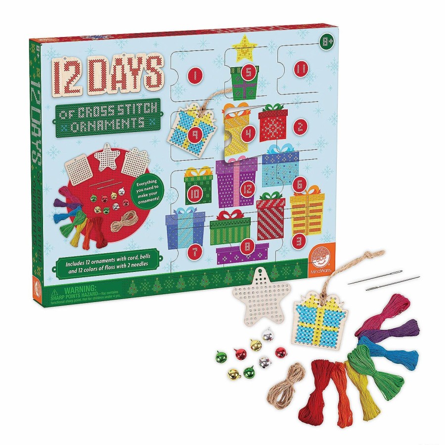 Creative Activities * | Mw 12 Days Of Cross Stitch Wood Ornaments