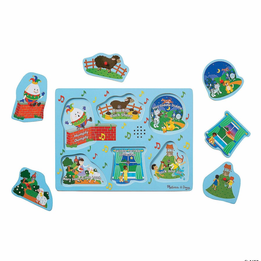 Early Learning * | Mw Melissa & Doug Blue Sing-Along Nursery Rhymes Sound Puzzle