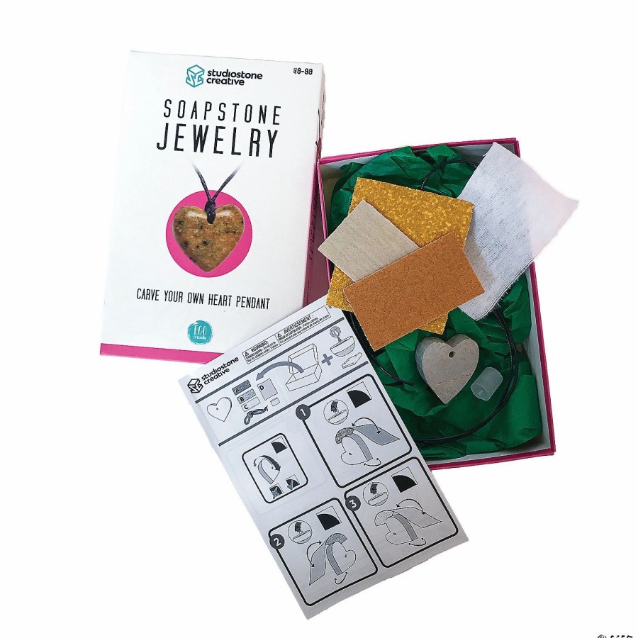 Creative Activities * | Mw Soapstone Jewelry Carving Kits: Heart