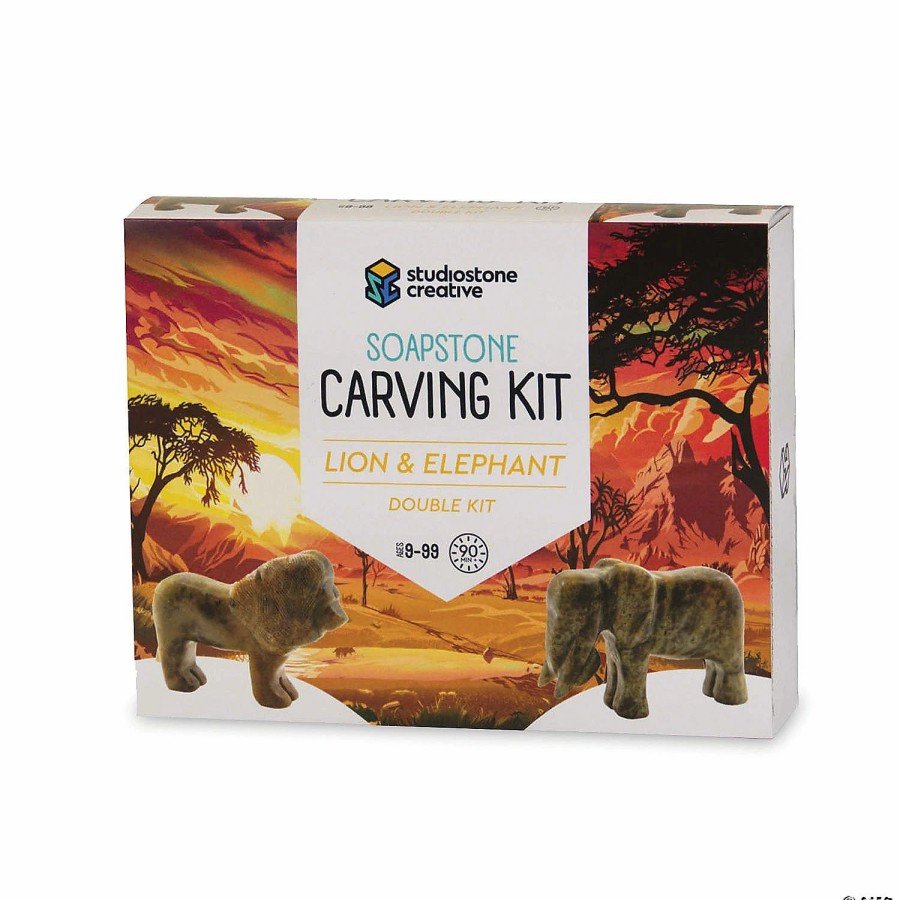 Creative Activities * | Mw Soapstone Carving Kits: Lion & Elephant